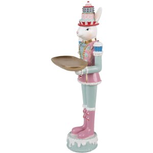 Clayre & Eef Conejo Decorativo Poliresina Blanco Rosa...