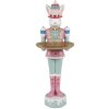 Clayre & Eef Conejo Decorativo Poliresina Blanco Rosa Verde 9x8x25 cm