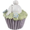 Clayre & Eef 6PR5169 Conejo Decorativo Blanco Violeta Verde Ø11x12cm Poliresina