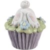 Clayre & Eef 6PR5169 Conejo Decorativo Blanco Violeta Verde Ø11x12cm Poliresina