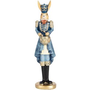 Clayre & Eef Conejo Decorativo Azul Dorado 5x5x18 cm...