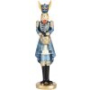 Clayre & Eef Conejo Decorativo Azul Dorado 5x5x18 cm Figurita de Pascua de Poliresina