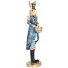 Clayre & Eef Conejo Decorativo Azul Dorado 5x5x18 cm Figurita de Pascua de Poliresina