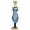 Clayre & Eef Conejo Decorativo Azul Dorado 5x5x18 cm Figurita de Pascua de Poliresina