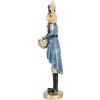 Clayre & Eef Conejo Decorativo Azul Dorado 5x5x18 cm Figurita de Pascua de Poliresina