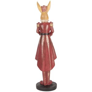 Clayre & Eef Conejo Decorativo 48 cm Beige Rojo Pascua Decoración Poliresina Estilo Campestre