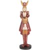 Clayre & Eef Conejo Decorativo 48 cm Beige Rojo Pascua Decoración Poliresina Estilo Campestre
