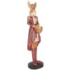 Clayre & Eef Conejo Decorativo 48 cm Beige Rojo Pascua Decoración Poliresina Estilo Campestre
