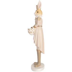 Clayre & Eef 6PR5468 Decoración Conejo Beige Oro 13x12x47 cm Estilo Campestre