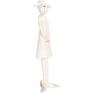 Clayre & Eef Oveja Decorativa Blanco Rosa 6x4x17 cm...