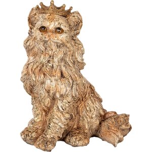 Clayre & Eef Gato decorativo con corona Beige...