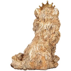 Clayre & Eef Gato decorativo con corona Beige 23x19x28 cm Aspecto vintage