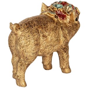 Clayre & Eef Cerdo decorativo Poliresina dorada 20x7x13 cm Estilo campestre