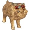 Clayre & Eef Cerdo decorativo Poliresina dorada 20x7x13 cm Estilo campestre