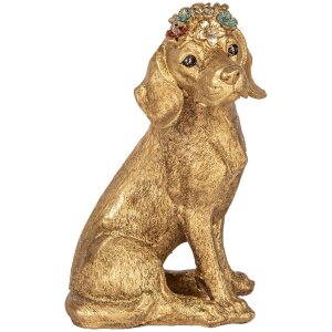 Clayre & Eef estatuilla decorativa perro color oro...