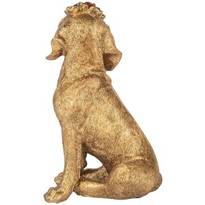 Clayre & Eef estatuilla decorativa perro color oro 13x13x21 cm poliresina estilo country