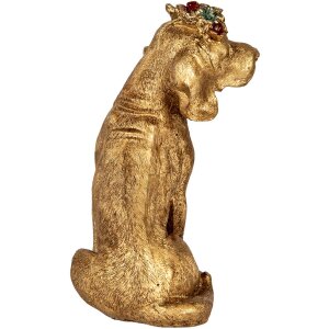Clayre & Eef estatuilla decorativa perro color oro 13x13x21 cm poliresina estilo country