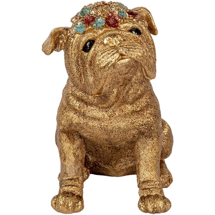 Clayre & Eef perro decorativo oro 29x17x29 cm poliresina estilo campestre elegancia