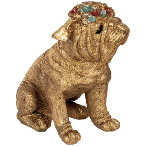 Clayre & Eef perro decorativo oro 29x17x29 cm poliresina estilo campestre elegancia