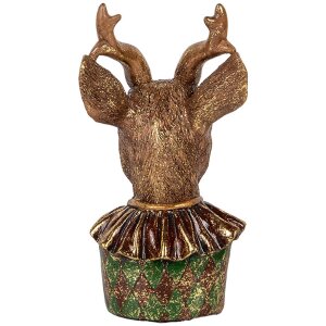 Clayre & Eef Decoración Busto Ciervo Marrón Rojo Oro 13x11x22 cm Vintage Look