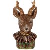 Clayre & Eef Decoración Busto Ciervo Marrón Rojo Oro 13x11x22 cm Vintage Look