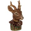 Clayre & Eef Decoración Busto Ciervo Marrón Rojo Oro 13x11x22 cm Vintage Look