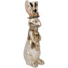 Clayre & Eef Conejo Decorativo Oro Blanco 14x11x38 cm Poliresina Elegante