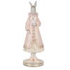 Clayre & Eef Conejo Decorativo Blanco Rosa 31 cm Figurita Romántica de Poliresina