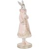 Clayre & Eef Conejo Decorativo Blanco Rosa 31 cm Figurita Romántica de Poliresina
