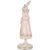 Clayre & Eef Conejo Decorativo Blanco Rosa 31 cm Figurita Romántica de Poliresina