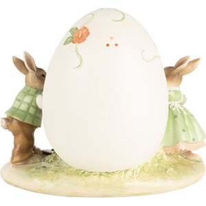 Clayre & Eef figura decorativa conejo con huevo de Pascua 22x17x18 cm poliresina estilo campestre