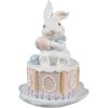 Clayre & Eef Conejo decorativo Ø 12x17 cm Blanco Rosa Estilo Campestre Poliresina