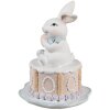 Clayre & Eef Conejo decorativo Ø 12x17 cm Blanco Rosa Estilo Campestre Poliresina