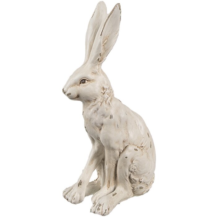 Clayre & Eef Conejo Decorativo Blanco Aspecto Antiguo 8x5x13 cm Poliresina Vintage
