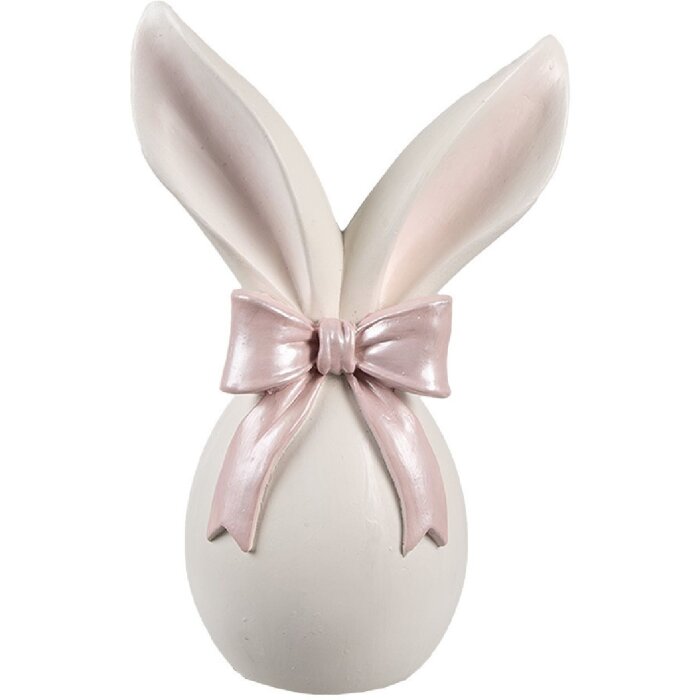 Clayre & Eef Conejo Decorativo Blanco Rosa 12x8x18 cm Poliresina Pascua Primavera