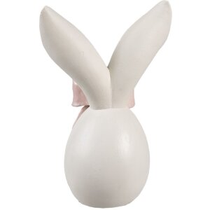 Clayre & Eef Conejo Decorativo Blanco Rosa 12x8x18 cm Poliresina Pascua Primavera