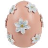 Clayre & Eef huevo decorativo Ø 11x13 cm rosa con flores blancas estilo country