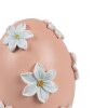 Clayre & Eef huevo decorativo Ø 11x13 cm rosa con flores blancas estilo country