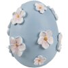 Clayre & Eef huevo decorativo Ø 11x13 cm azul con flores blancas estilo country