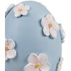 Clayre & Eef huevo decorativo Ø 11x13 cm azul con flores blancas estilo country