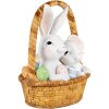 Clayre & Eef Conejo Decorativo en Cesta 17x13x20 cm Blanco Marrón Pascua Estilo Campestre