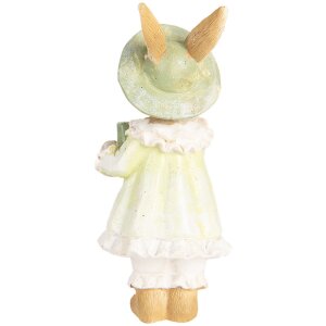 Clayre & Eef Conejo Decorativo Estilo Campestre Beige Verde 5x5x11 cm Poliresina