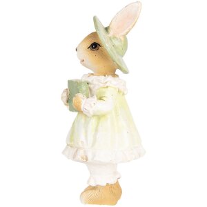 Clayre & Eef Conejo Decorativo Estilo Campestre Beige Verde 5x5x11 cm Poliresina
