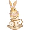 Clayre & Eef Conejo Decorativo Beige Dorado 8x8x14 cm Poliresina Estilo Campestre