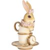 Clayre & Eef Conejo Decorativo Beige Dorado 8x8x14 cm Poliresina Estilo Campestre