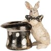 Clayre & Eef Conejo Decorativo Beige Negro 20x13x19 cm Poliresina Aspecto Vintage