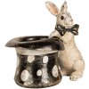 Clayre & Eef Conejo Decorativo Beige Negro 20x13x19 cm Poliresina Aspecto Vintage