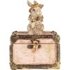 Clayre & Eef Caja Decorativa Figura Conejo Poliresina Beige Rosa Oro 12x8x16 cm
