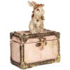 Clayre & Eef Caja Decorativa Figura Conejo Poliresina Beige Rosa Oro 12x8x16 cm