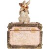 Clayre & Eef Caja Decorativa Figura Conejo Poliresina Beige Rosa Oro 12x8x16 cm